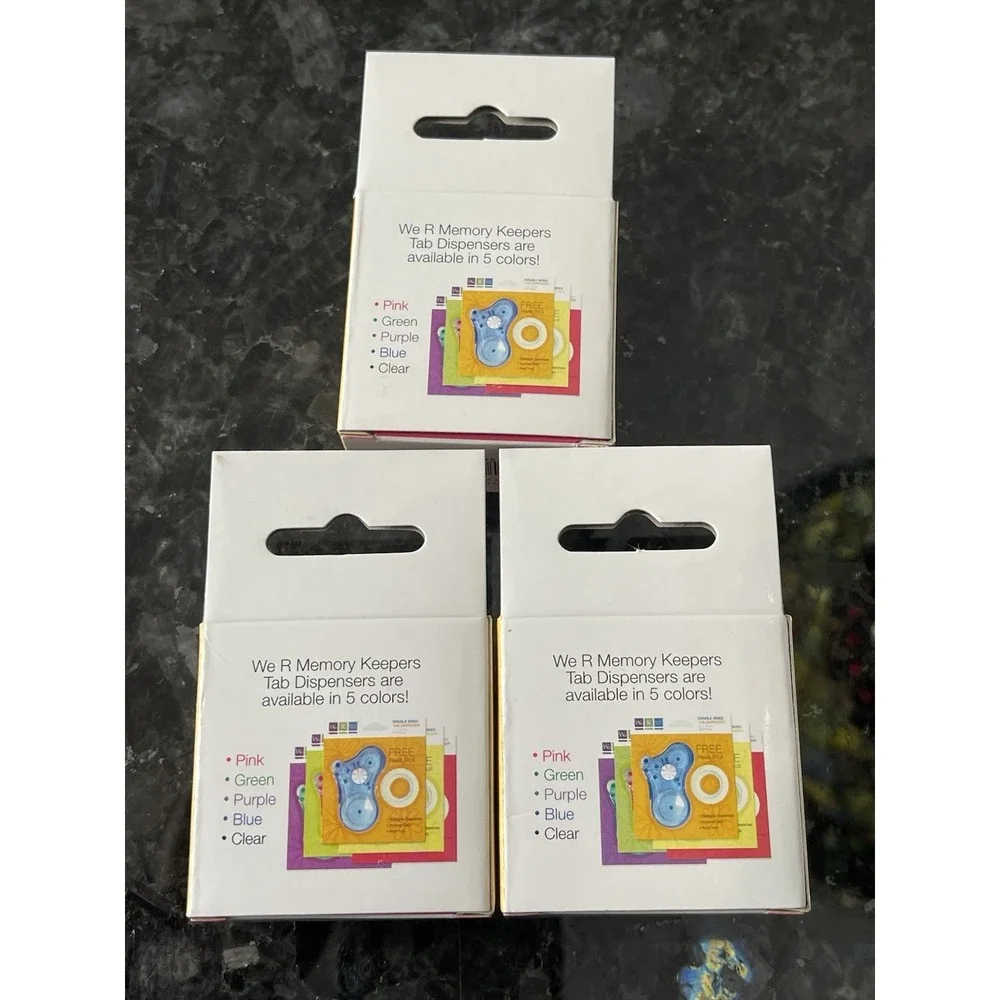 We R Memory Keepers Pink Tab Dispenser & 3 Boxes Of Refills-Adhesive Squares NIB - Picture 10 of 11